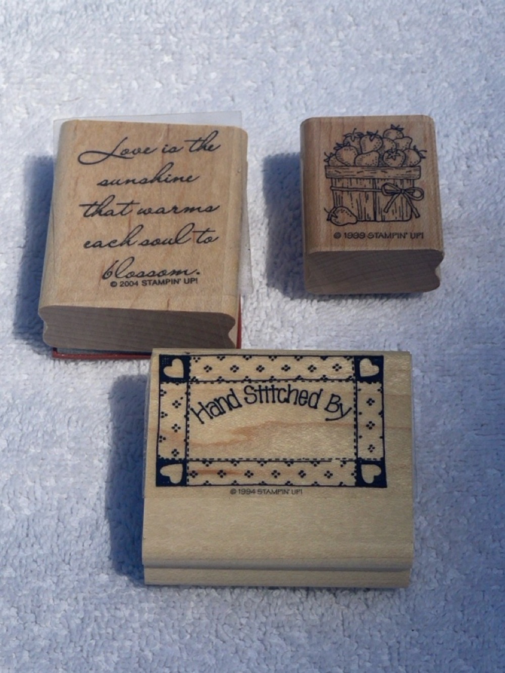 Stampin' Up! Wooden Craft Stamps – Natural Wood with Black Ink Designs